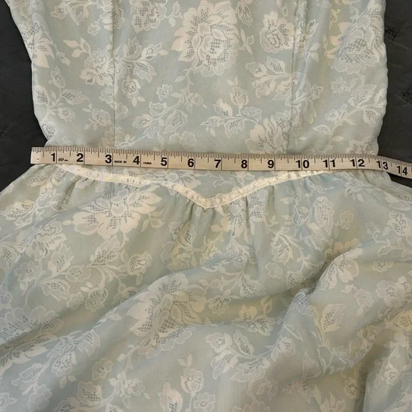 VTG Gunne Sax Jessica McClintock 70s Prairie Lace Prom Dress Pale Mint Size 7 - Picture 13 of 14